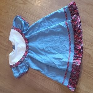 Girls denim and plaid dress